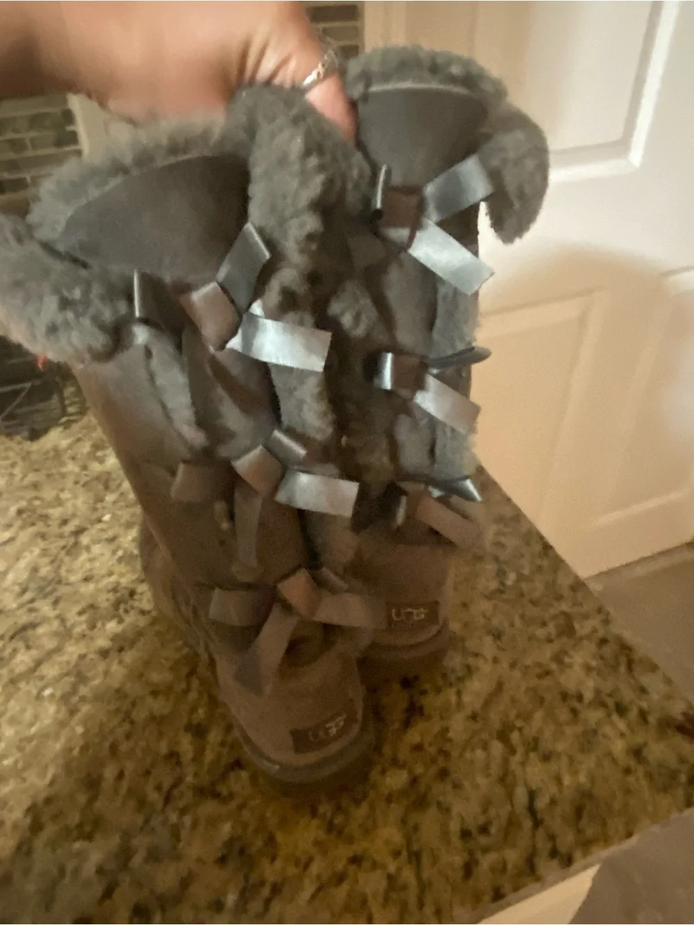 UGGS Women's Tall Shearling-Lined Suede Boots - Gray